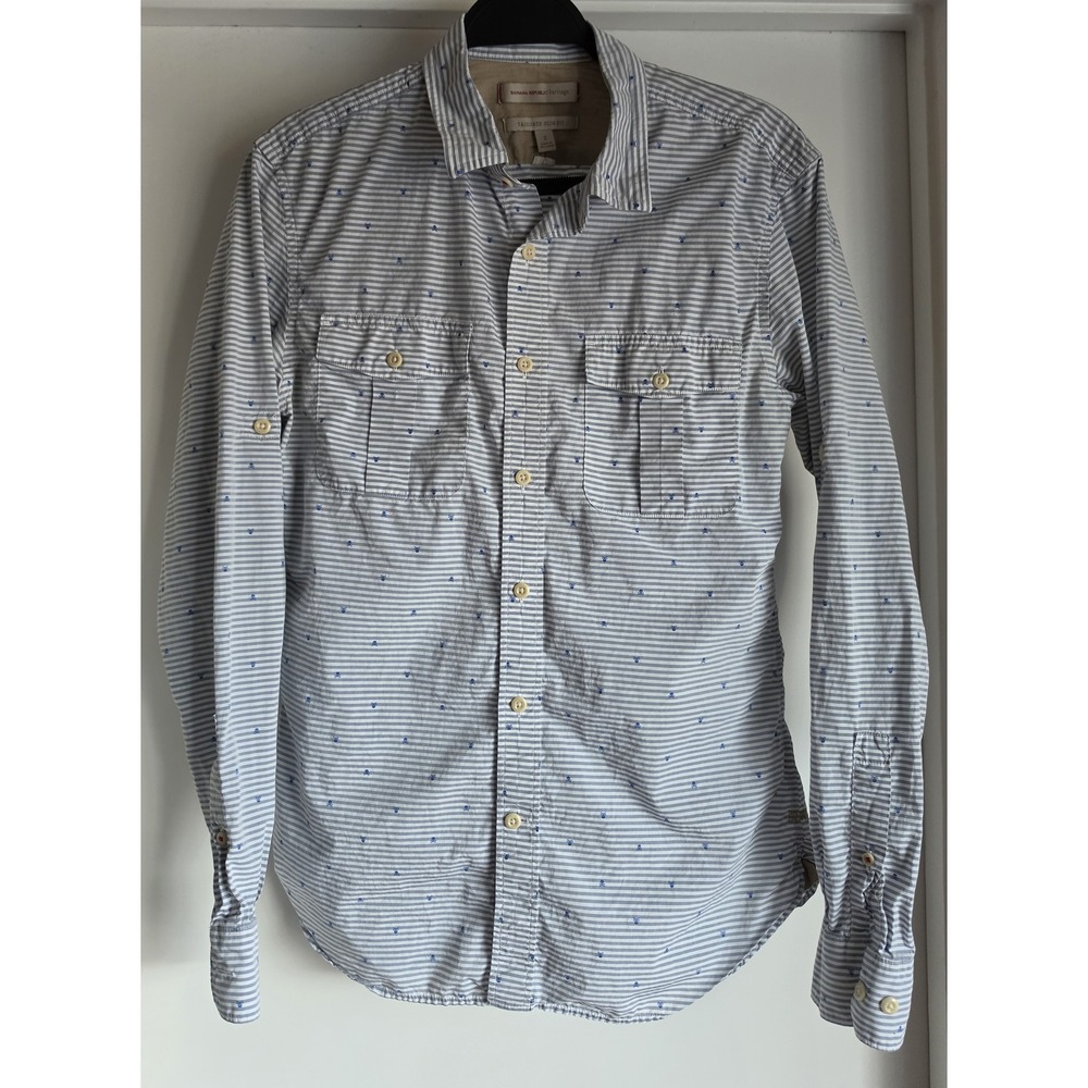 Banana Republic Men S Button Down Shirt Long Sleeve Blue White Striped Cotton